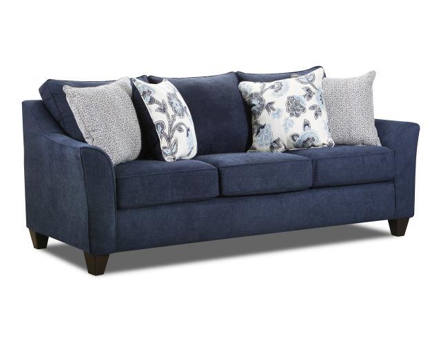 Navy Blue Sofa and Love with Accent Pillows